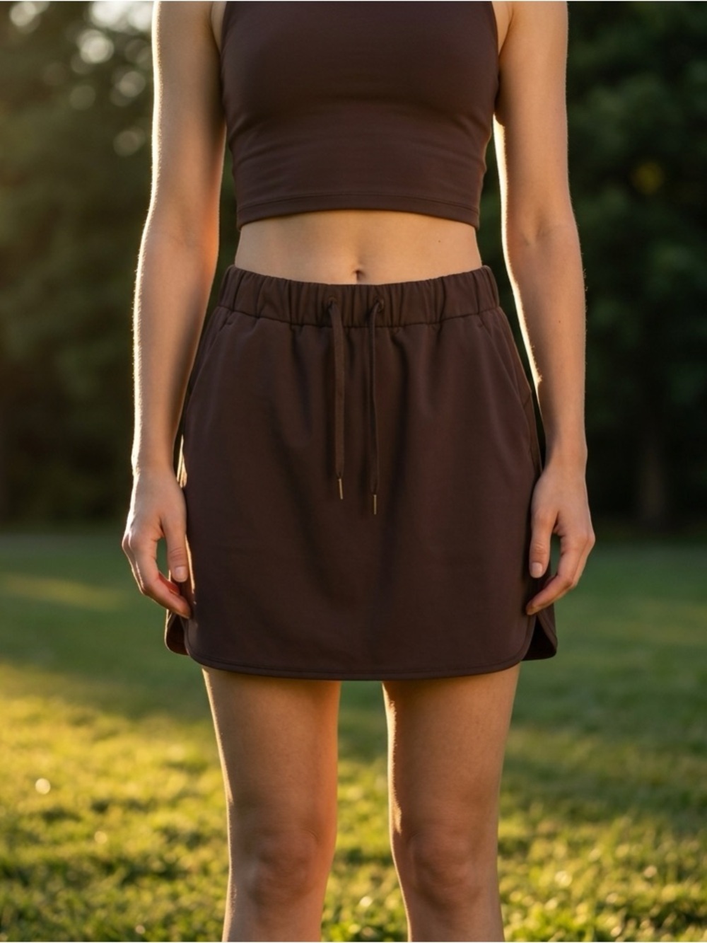 Lululemon Brown Drawstring Mini Skirt | Size 4